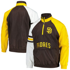 San Diego Padres Starter Elite Raglan Half-Zip Jacket - Brown/Gold Jackets