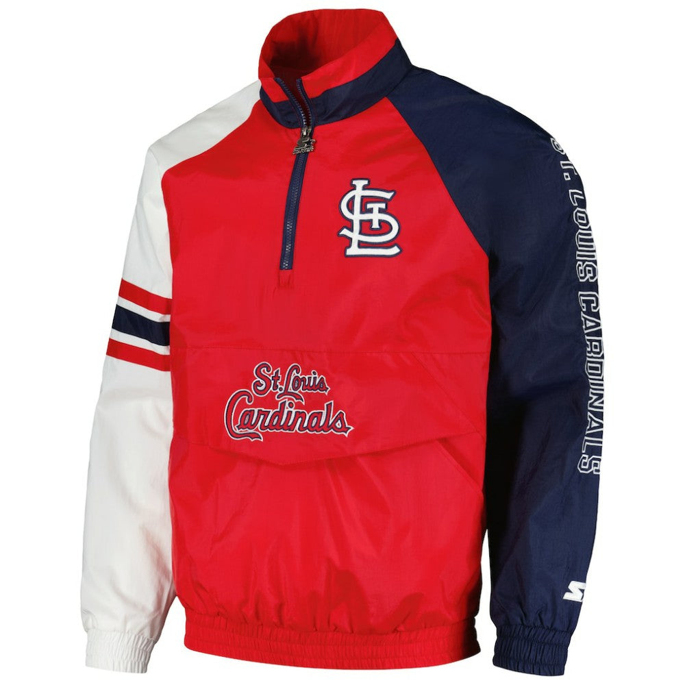 St. Louis Cardinals Starter Elite Raglan Half-Zip Jacket - Red/Navy Jackets