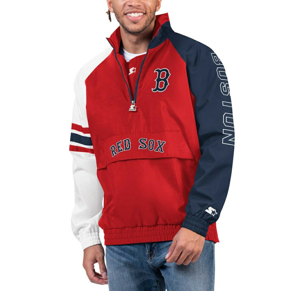 Boston Red Sox Starter Elite Raglan Half-Zip Jacket - Red/Navy Jackets