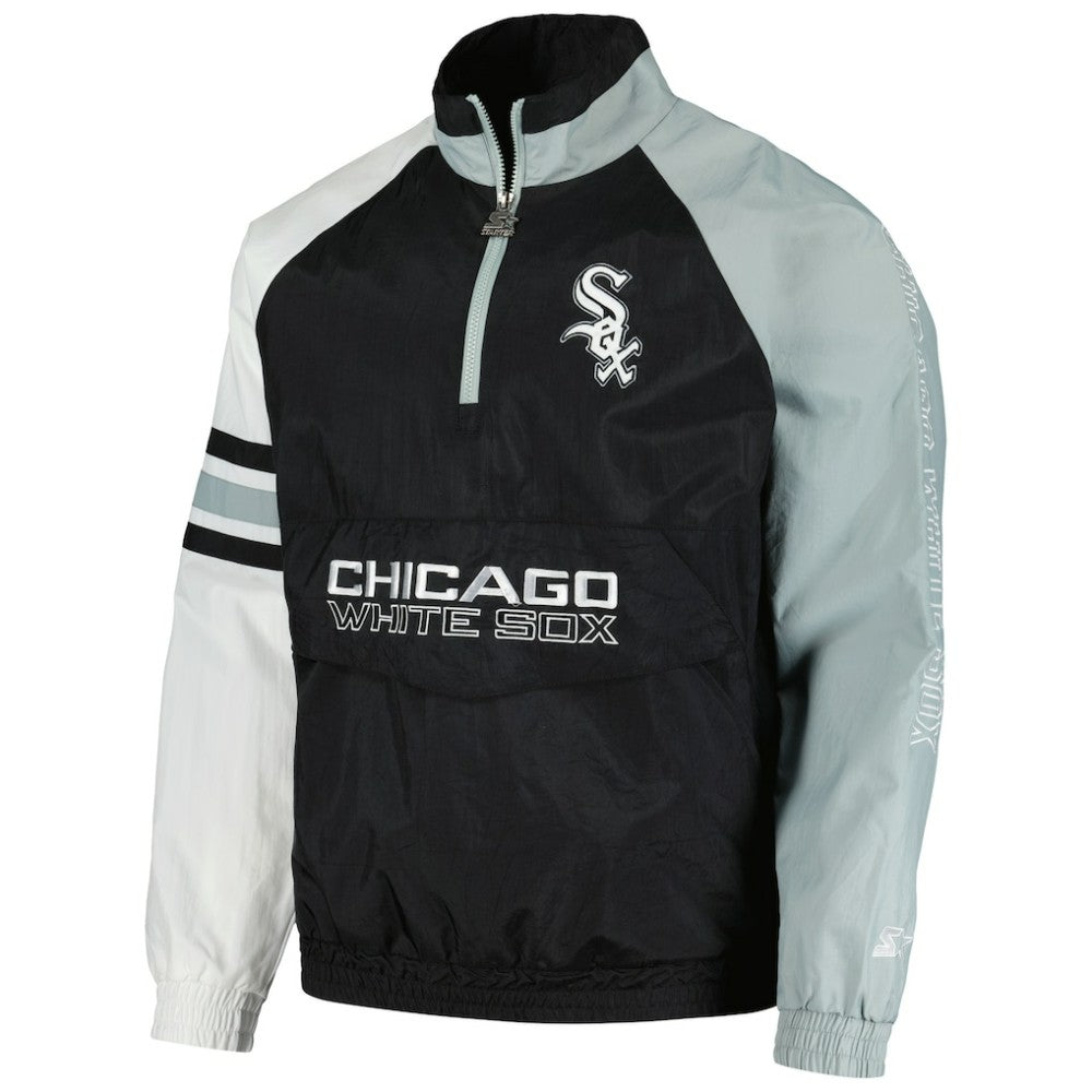 Chicago White Sox Starter Elite Raglan Half-Zip Jacket - Black/White Jackets