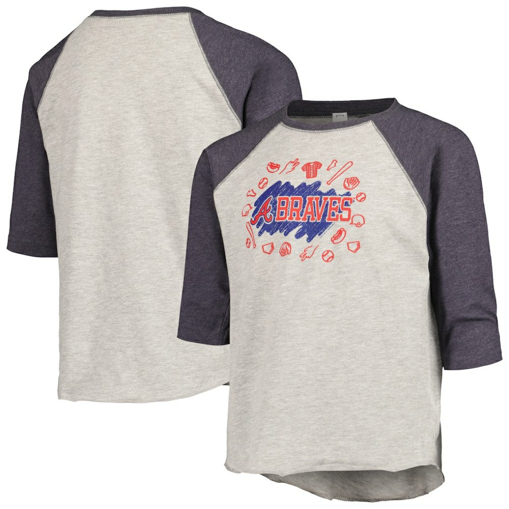 Atlanta Braves Soft as a Grape Youth Raglan 3/4 Sleeve T-Shirt - Heather Gray T-shirts