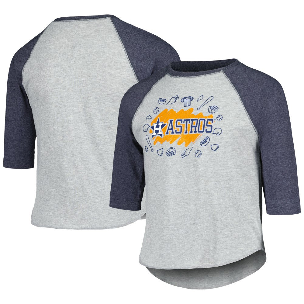 Houston Astros Soft as a Grape Youth Raglan 3/4 Sleeve T-Shirt - Heather Gray T-shirts