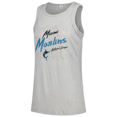 Miami Marlins Soft as a Grape Women's Gauze High Neck Tank Top - Gray Tanks