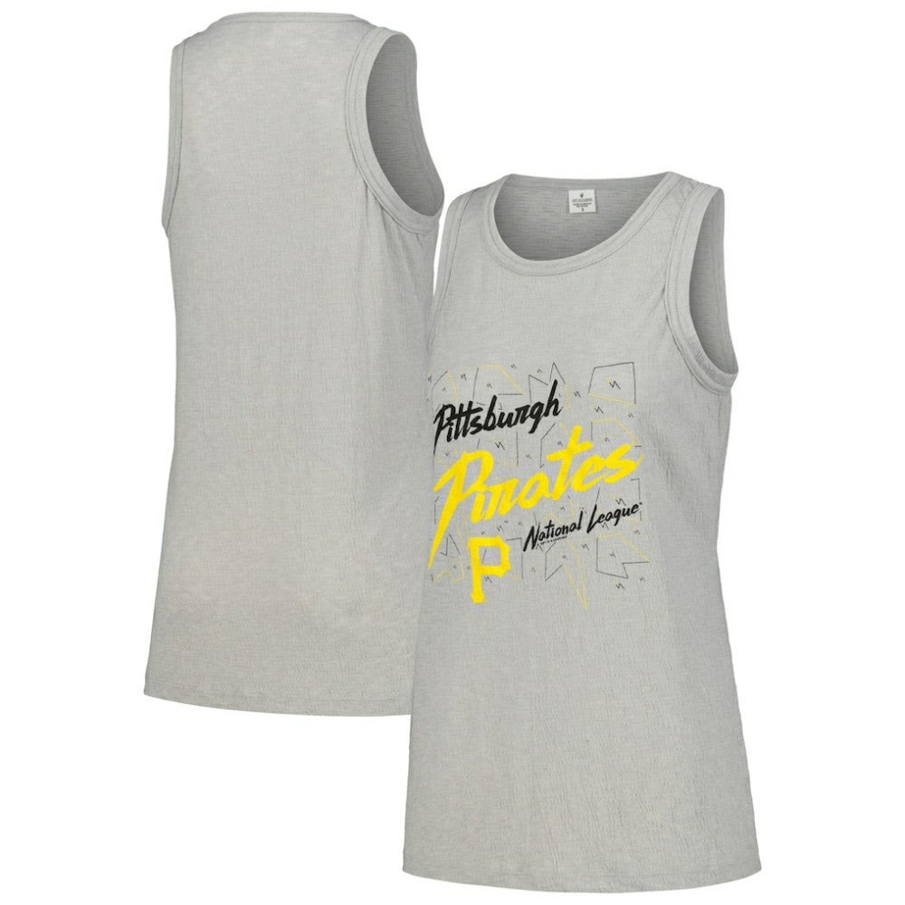 Pittsburgh Pirates Soft as a Grape Women's Gauze High Neck Tank Top - Gray Tanks