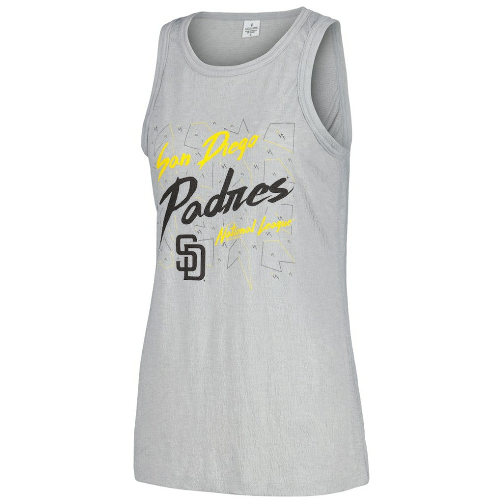 San Diego Padres Soft as a Grape Women's Gauze High Neck Tank Top - Gray Tanks