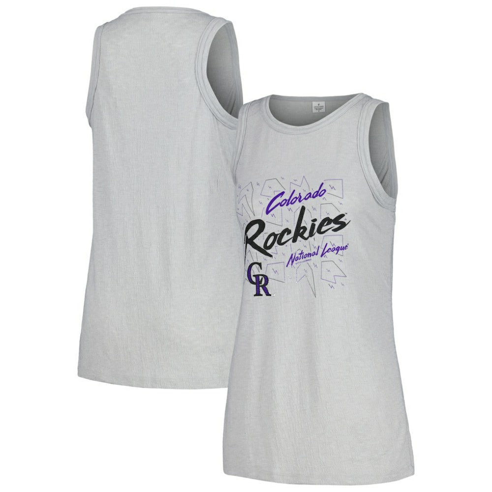 Colorado Rockies Soft as a Grape Women's Gauze High Neck Tank Top - Gray Tanks