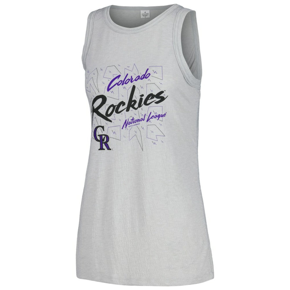 Colorado Rockies Soft as a Grape Women's Gauze High Neck Tank Top - Gray Tanks