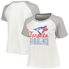 Toronto Blue Jays Soft as a Grape Women's Plus Size Baseball Raglan T-Shirt - White T-shirts