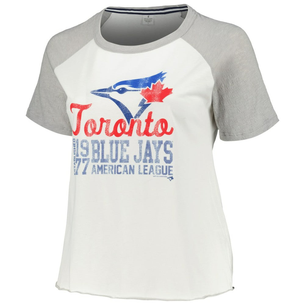 Toronto Blue Jays Soft as a Grape Women's Plus Size Baseball Raglan T-Shirt - White T-shirts