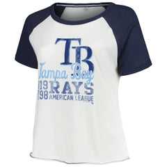 Tampa Bay Rays Soft as a Grape Women's Plus Size Baseball Raglan T-Shirt - White T-shirts