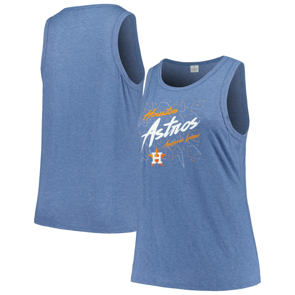 Houston Astros Soft as a Grape Women's Plus Size Curvy High Neck Tri-Blend Tank Top - Navy Tanks