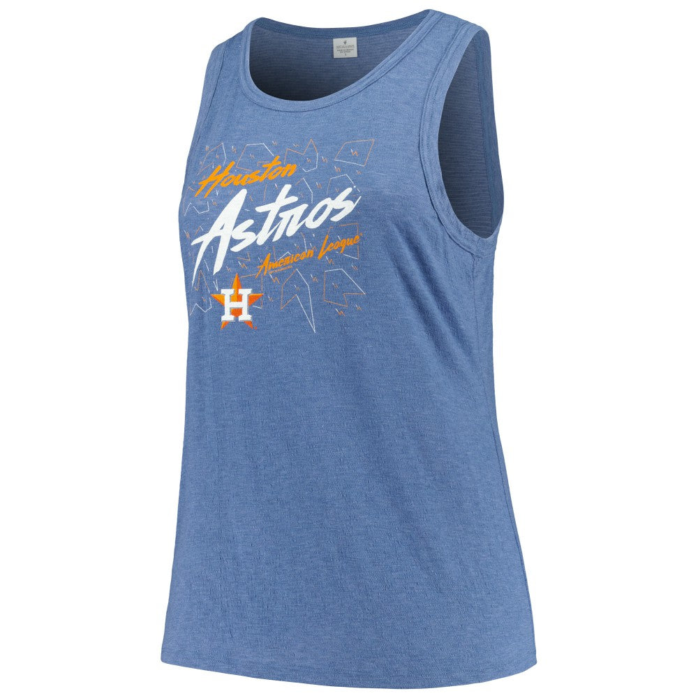 Houston Astros Soft as a Grape Women's Plus Size Curvy High Neck Tri-Blend Tank Top - Navy Tanks