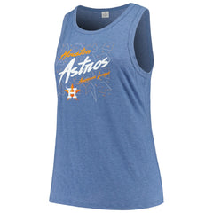 Houston Astros Soft as a Grape Women's Plus Size Curvy High Neck Tri-Blend Tank Top - Navy Tanks