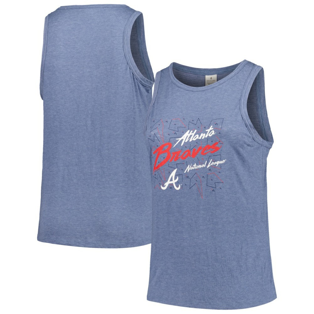 Atlanta Braves Soft as a Grape Women's Plus Size Curvy High Neck Tri-Blend Tank Top - Navy Tanks