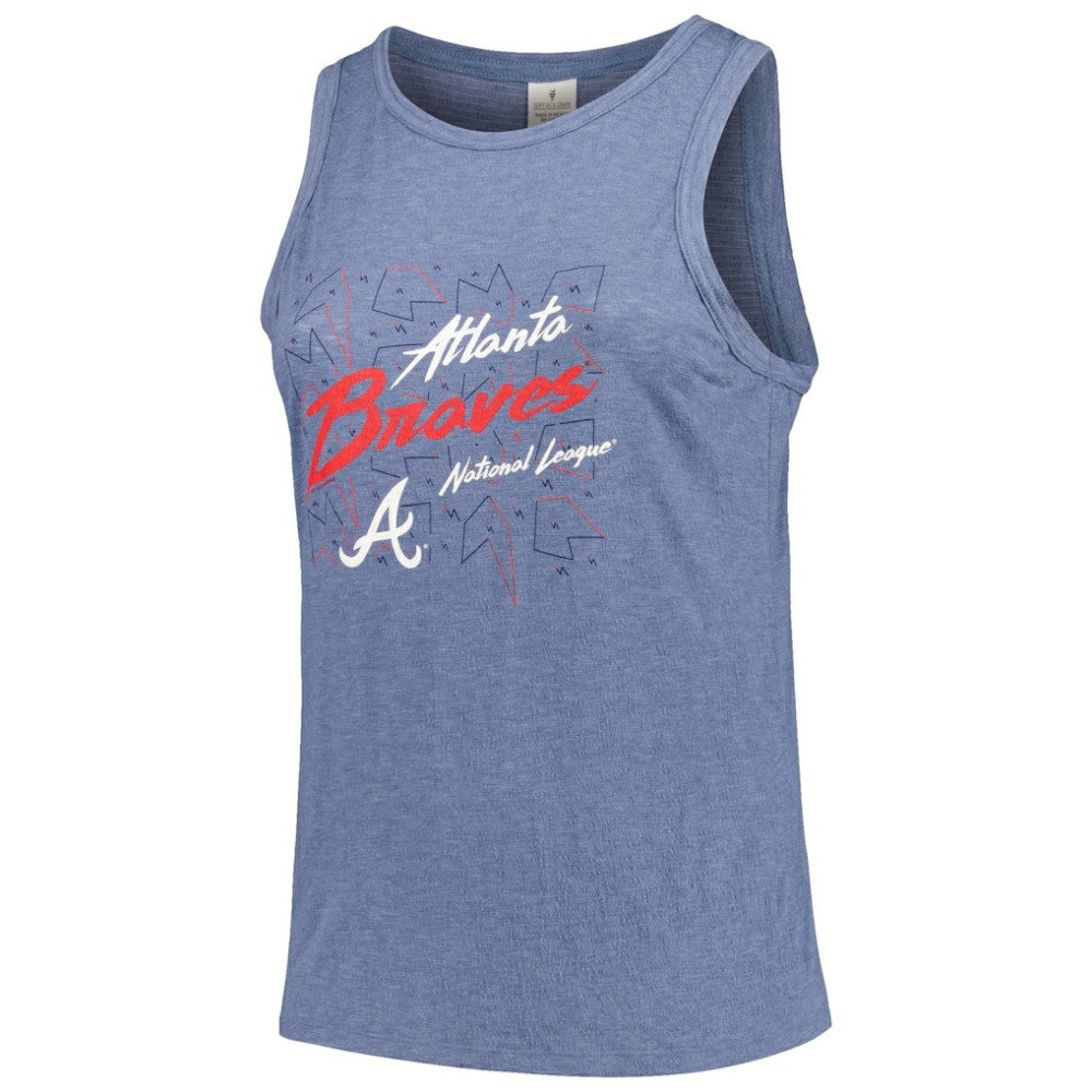 Atlanta Braves Soft as a Grape Women's Plus Size Curvy High Neck Tri-Blend Tank Top - Navy Tanks