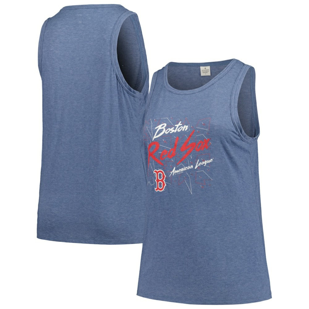 Boston Red Sox Soft as a Grape Women's Plus Size Curvy High Neck Tri-Blend Tank Top - Navy Tanks