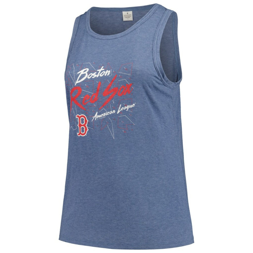 Boston Red Sox Soft as a Grape Women's Plus Size Curvy High Neck Tri-Blend Tank Top - Navy Tanks