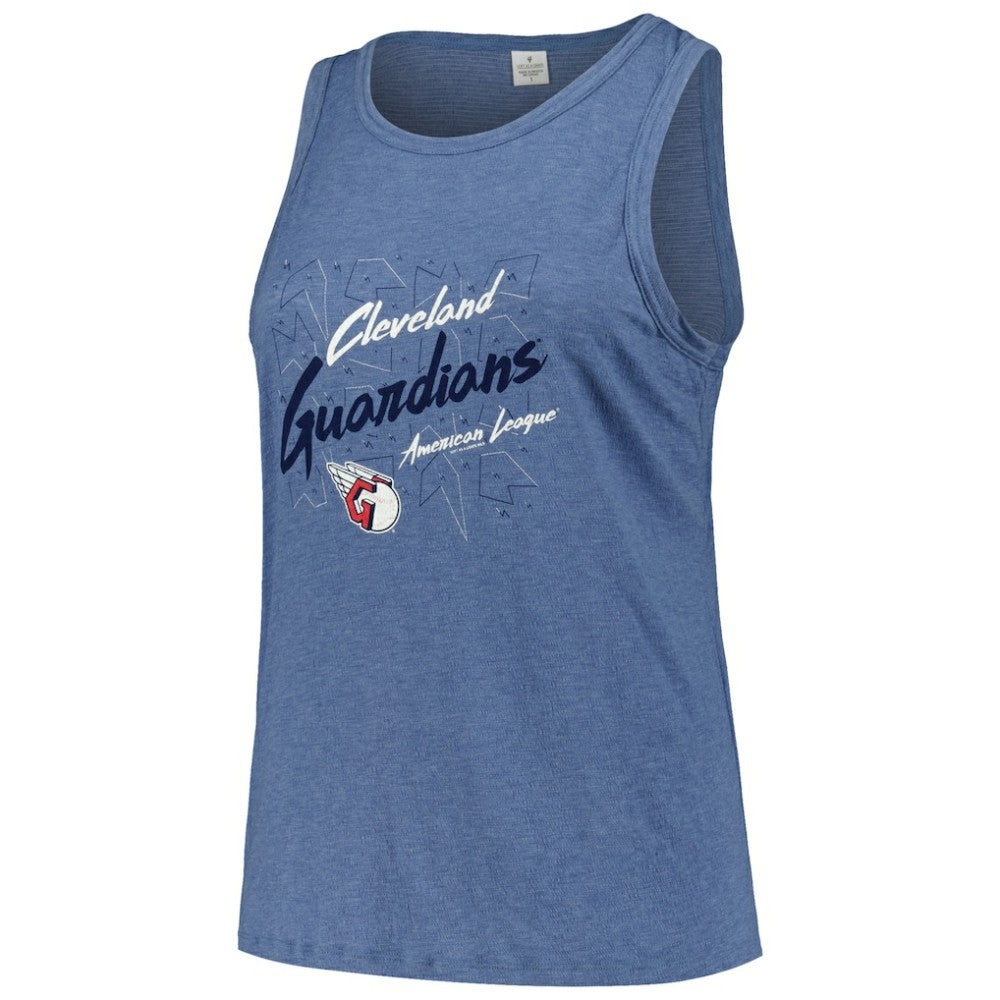 Cleveland Guardians Soft as a Grape Women's Plus Size Curvy High Neck Tri-Blend Tank Top - Navy Tanks