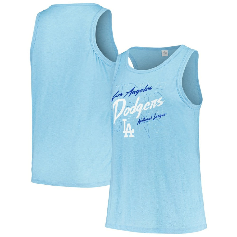 Los Angeles Dodgers Soft as a Grape Women's Plus Size Curvy High Neck Tri-Blend Tank Top - Light Blue Tanks