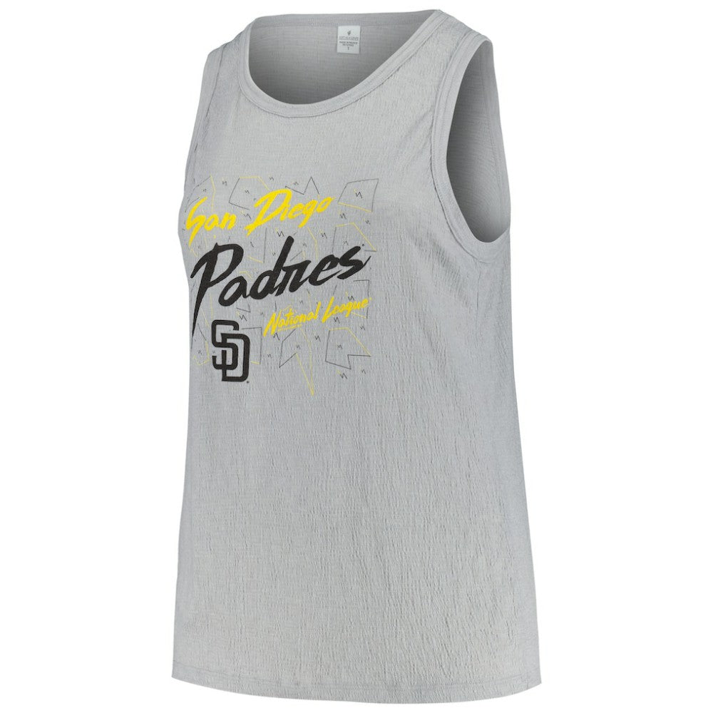San Diego Padres Soft as a Grape Women's Plus Size Curvy High Neck Tri-Blend Tank Top - Steel Tanks
