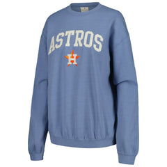 Houston Astros Soft as a Grape Women's Pigment Dye Pullover Sweatshirt - Navy Pullover
