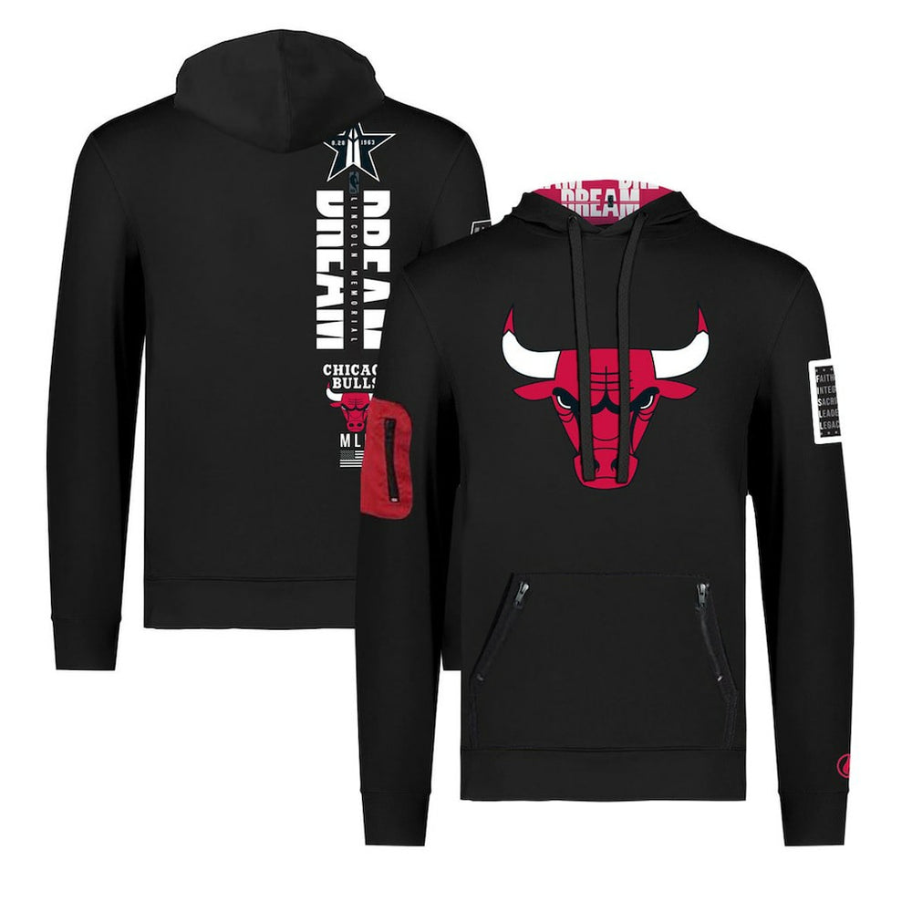 Chicago Bulls FISLL x Black History Collection Unisex Pullover Hoodie - Black