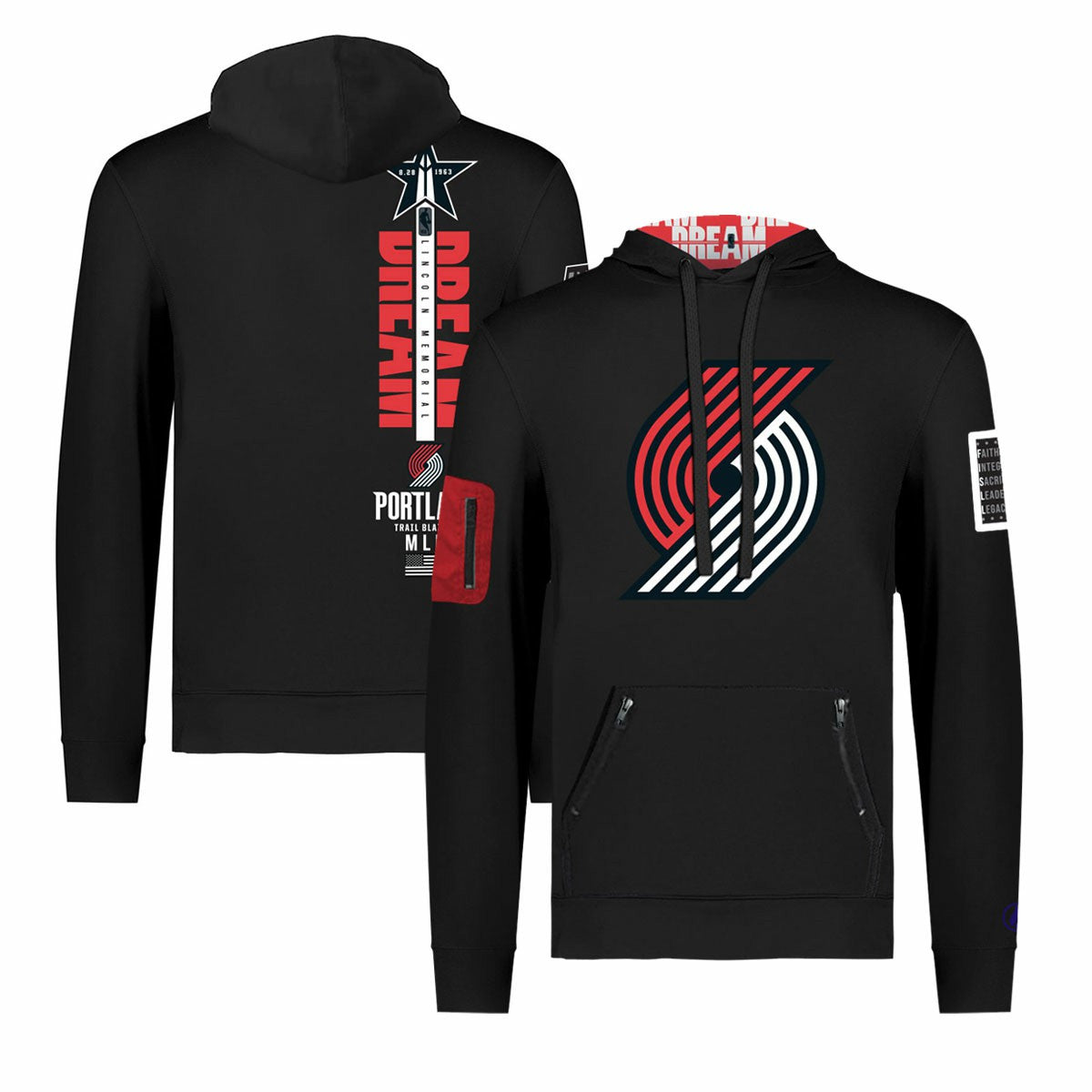 Portland Trail Blazers FISLL x Black History Collection Unisex Pullover Hoodie - Black