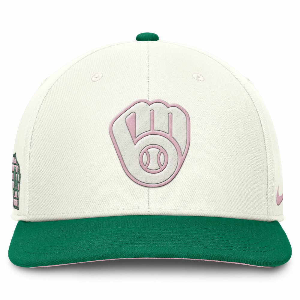 Milwaukee Brewers Nike Sail Pro Performance Snapback Hat - Cream/Green Hats