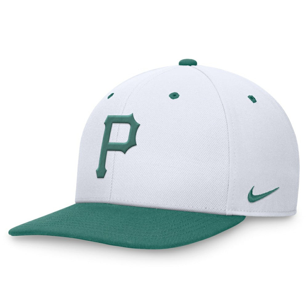 Pittsburgh Pirates Nike Bicoastal Two-Tone Pro Performance Snapback Hat - White/Green Hats