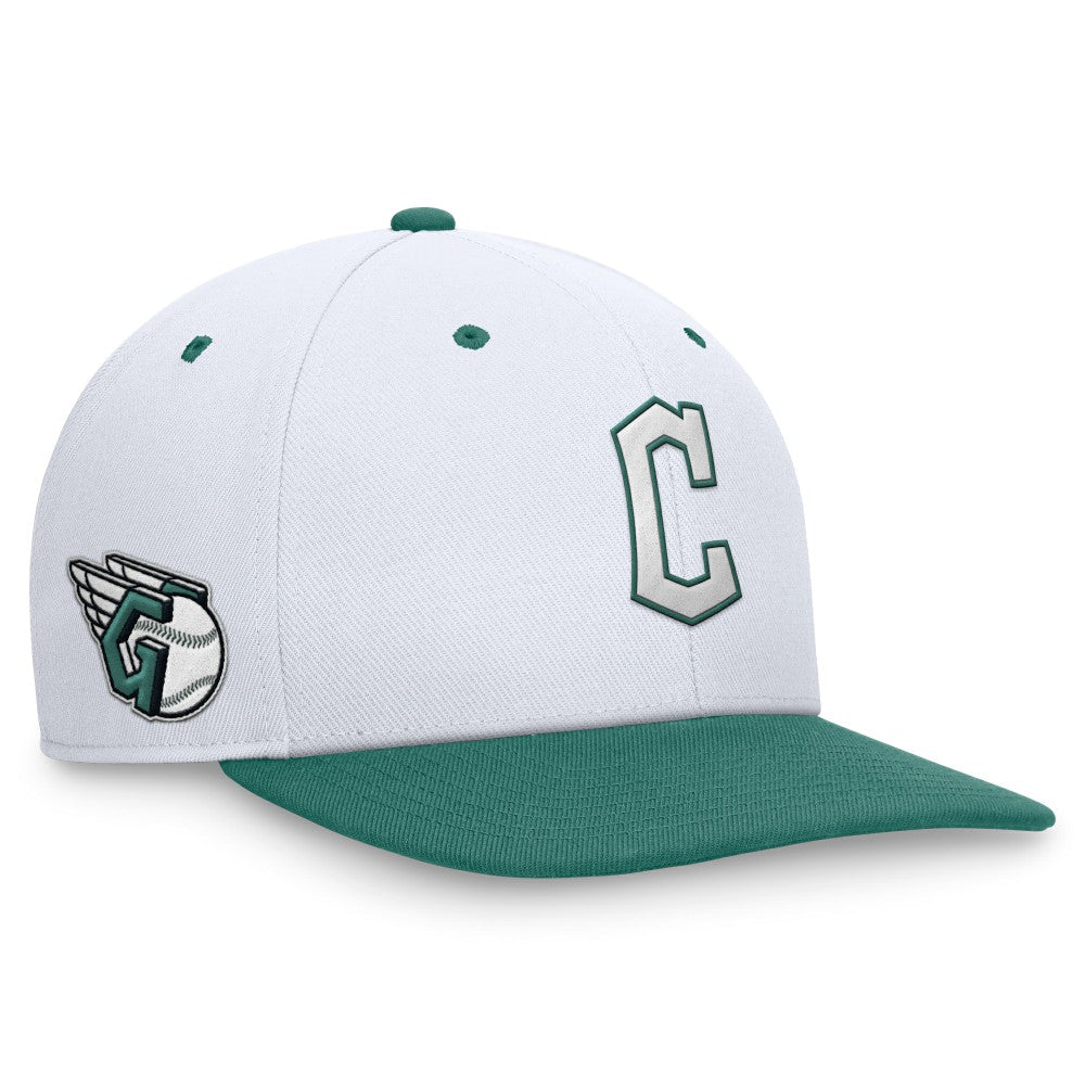 Cleveland Guardians Nike Bicoastal Two-Tone Pro Performance Snapback Hat - White/Green Hats
