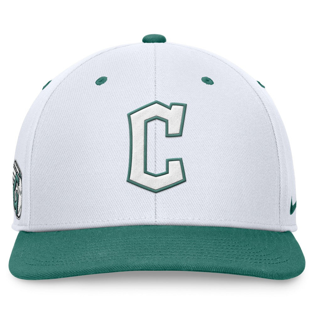 Cleveland Guardians Nike Bicoastal Two-Tone Pro Performance Snapback Hat - White/Green Hats
