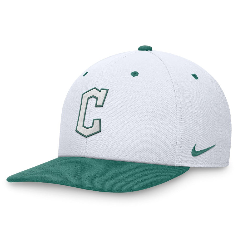 Cleveland Guardians Nike Bicoastal Two-Tone Pro Performance Snapback Hat - White/Green Hats
