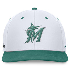 Miami Marlins Nike Bicoastal Two-Tone Pro Performance Snapback Hat - White/Green Hats