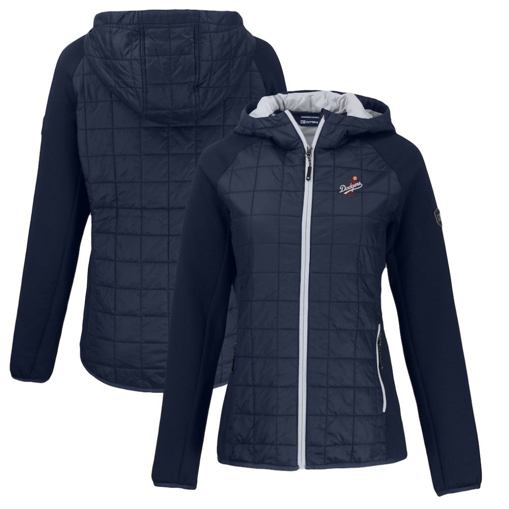 Los Angeles Dodgers Cutter & Buck Women's Cooperstown Collection Rainier Primaloft Eco Full-Zip Hybrid Jacket - Navy Jackets