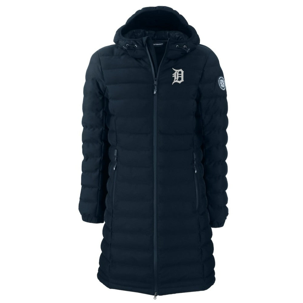 Detroit Tigers Cutter & Buck Women's Mission Ridge Repreve Eco Insulated Full-Zip Long Puffer Jacket - Navy Jackets