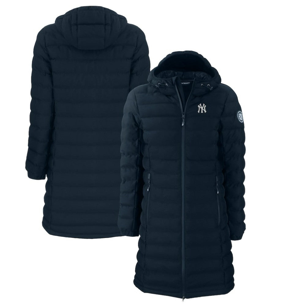 New York Yankees Cutter & Buck Women's Mission Ridge Repreve Eco Insulated Full-Zip Long Puffer Jacket - Navy Jackets