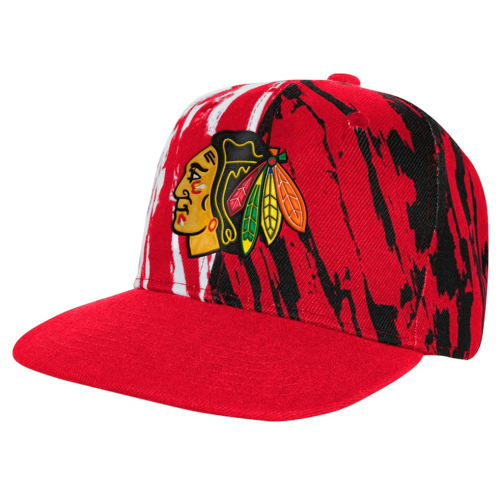 NHL Chicago Blackhawks Youth Propel Flat Brim Snapback Hat - Red
