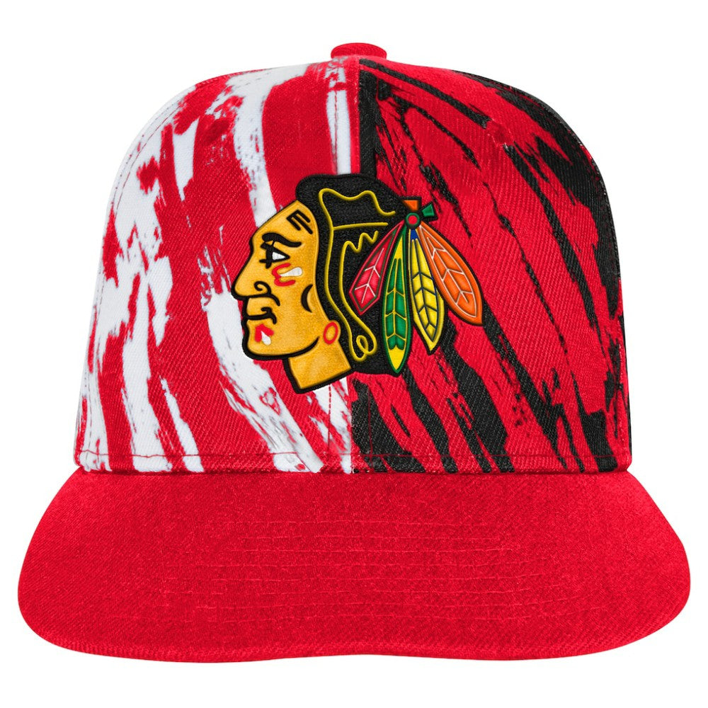 NHL Chicago Blackhawks Youth Propel Flat Brim Snapback Hat - Red