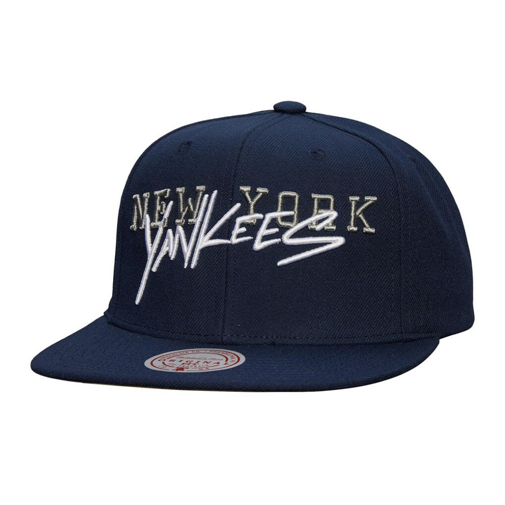 New York Yankees Mitchell & Ness Team Tagged Snapback Hat - Navy Hats