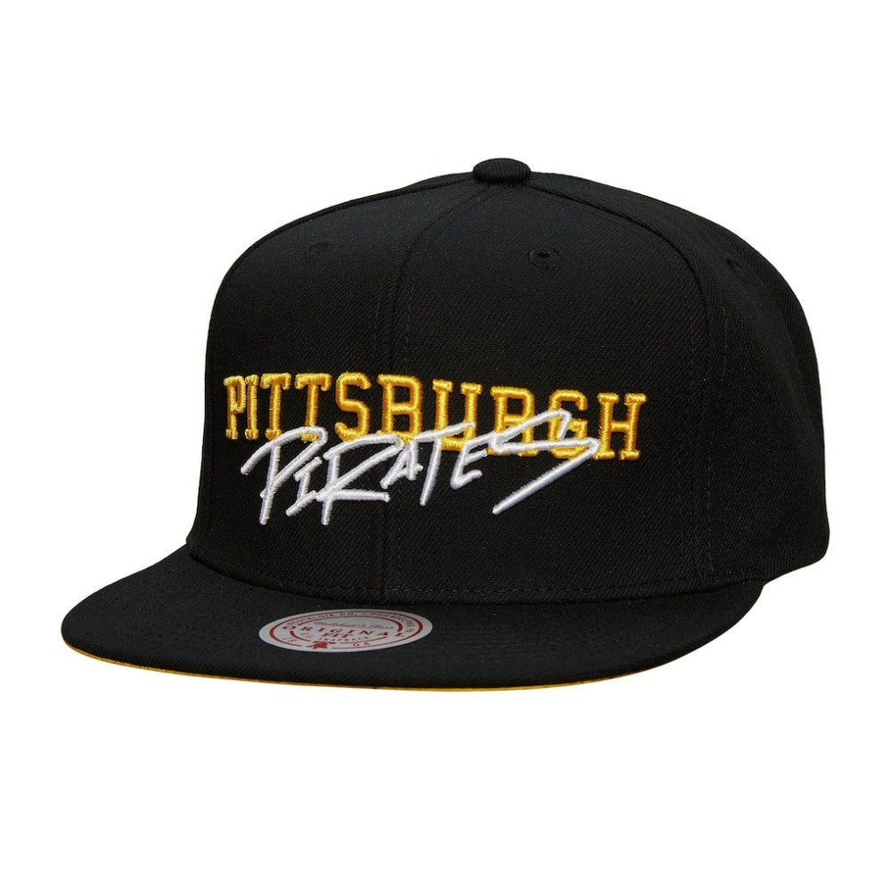 Pittsburgh Pirates Mitchell & Ness Team Tagged Snapback Hat - Black Hats