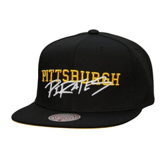 Pittsburgh Pirates Mitchell & Ness Team Tagged Snapback Hat - Black Hats