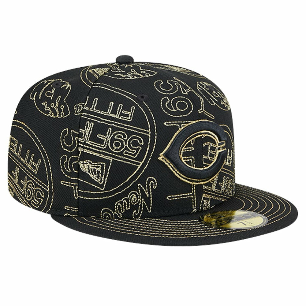 Cincinnati Reds New Era 59FIFTY Day Allover Fitted Hat - Black Hats