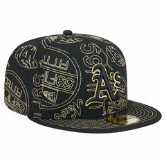 Athletics New Era 59FIFTY Day Allover Fitted Hat - Black Hats