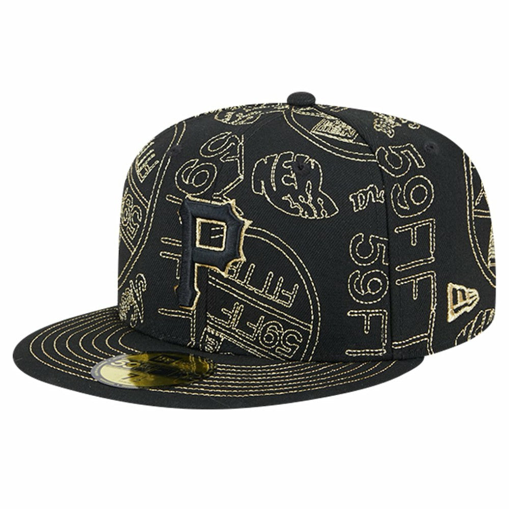 Pittsburgh Pirates New Era 59FIFTY Day Allover Fitted Hat - Black Hats