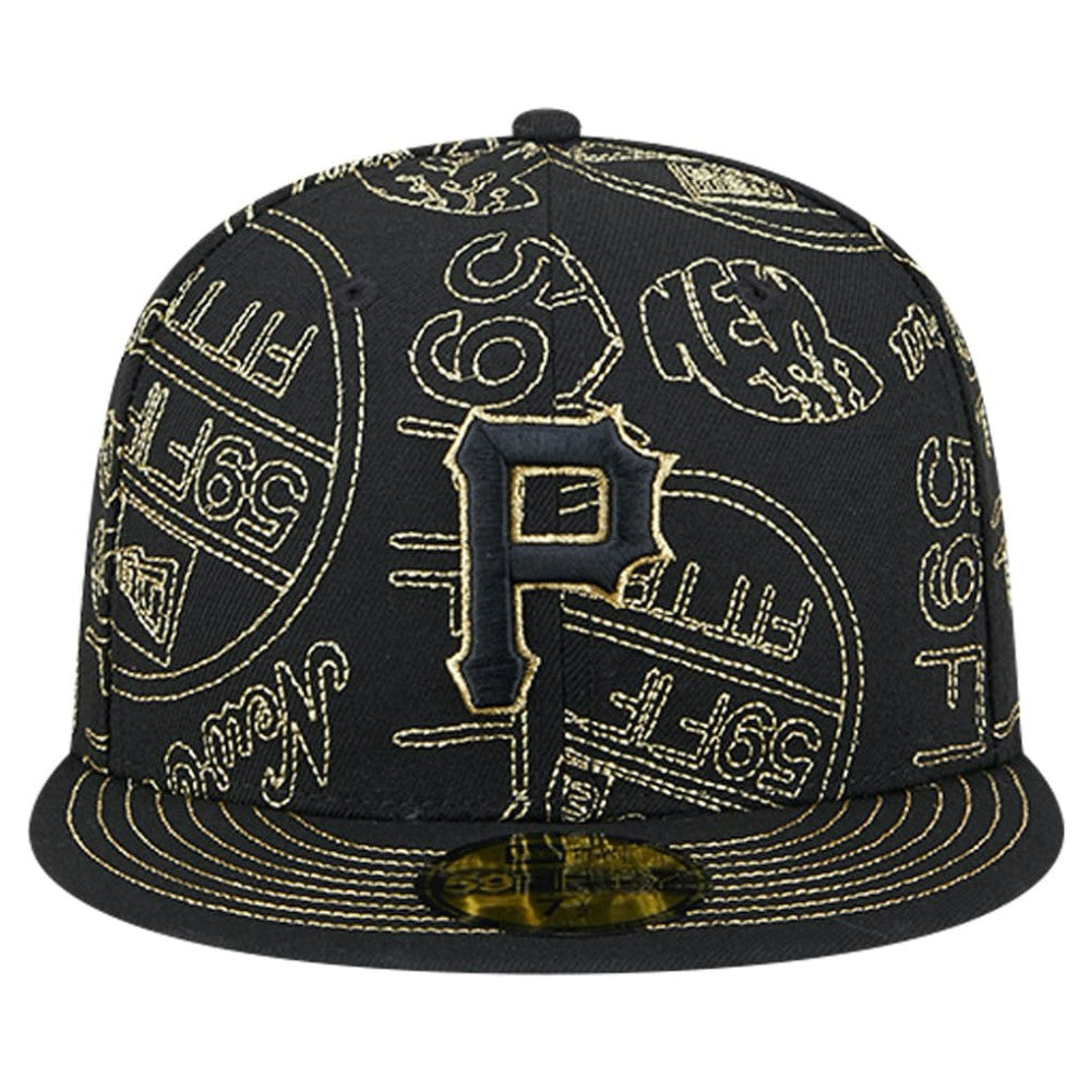 Pittsburgh Pirates New Era 59FIFTY Day Allover Fitted Hat - Black Hats