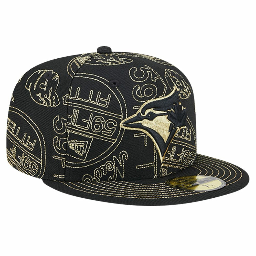 Toronto Blue Jays New Era 59FIFTY Day Allover Fitted Hat - Black Hats