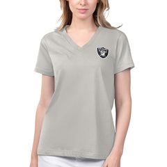 Las Vegas Raiders Margaritaville Women's Game Time V-Neck T-Shirt Gray