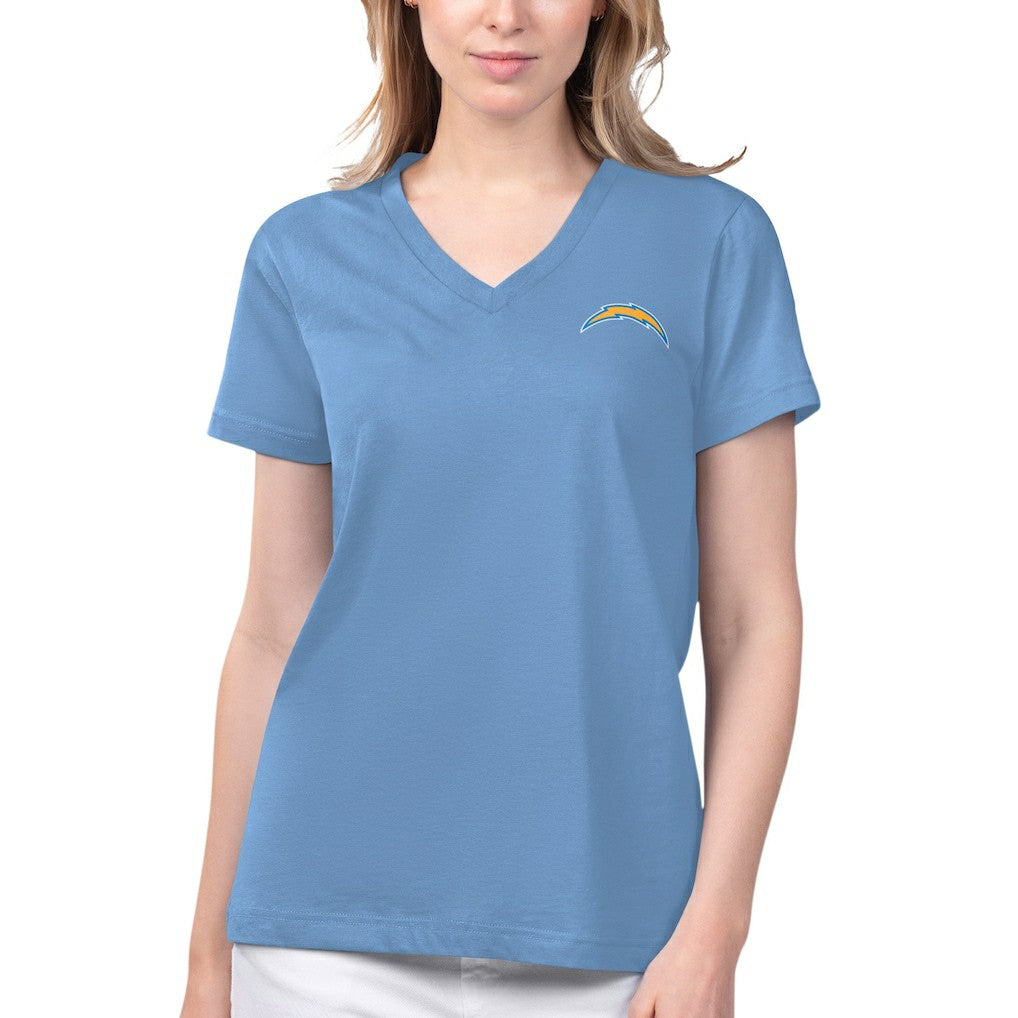 Los Angeles Chargers Margaritaville Women's Game Time V-Neck T-Shirt Blue