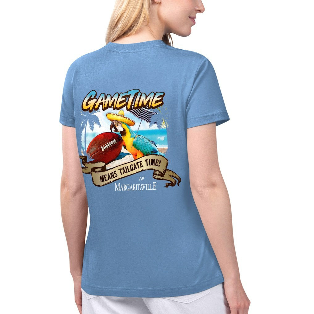 Los Angeles Rams Margaritaville Women's Game Time V-Neck T-Shirt Blue