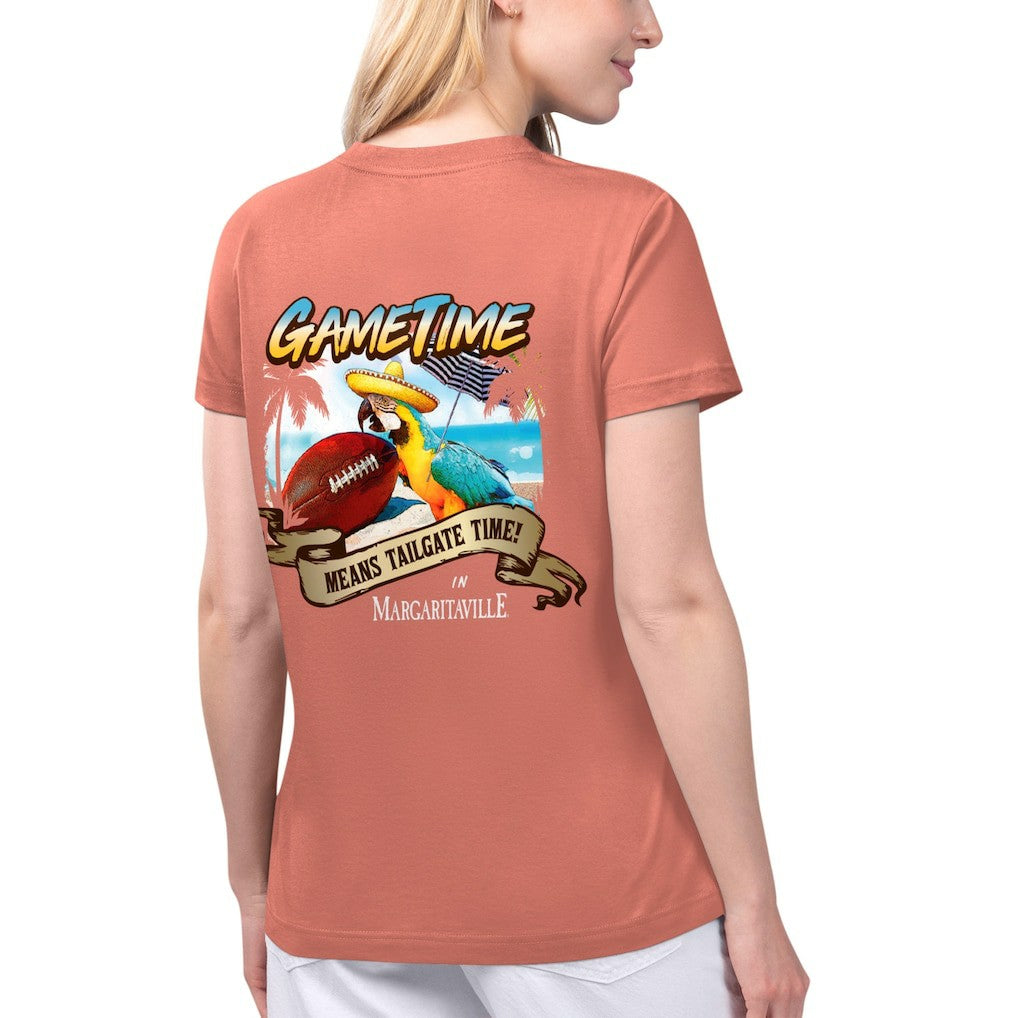 San Francisco 49ers Margaritaville Women's Game Time V-Neck T-Shirt Coral
